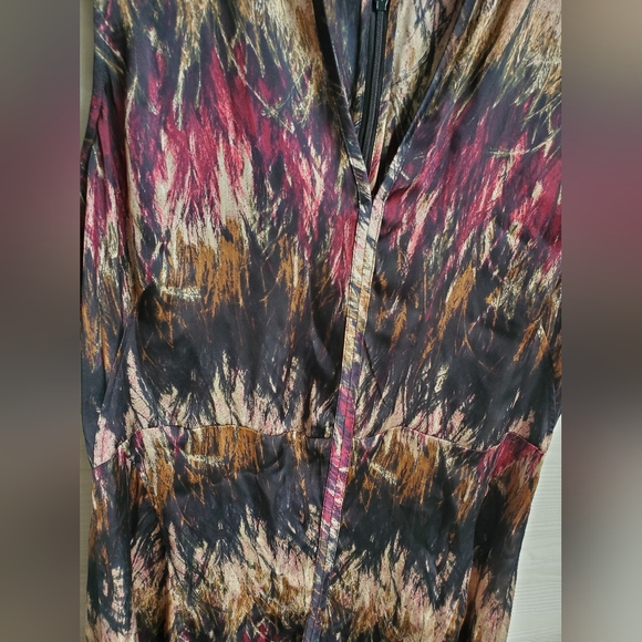 Kenneth Cole Boho Multicolored Satin V-neck Knee-length Casual Summer Dress - Picture 11 of 16